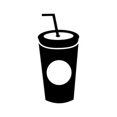 plastic soda cup with straw disposable takeaway vector illustration