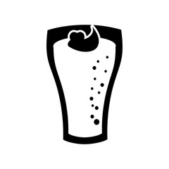 milkshake with cream in glass strawberry drink vector illustration