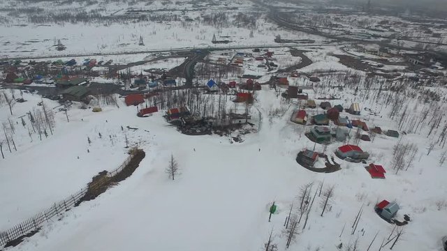 the Resort Village at the Ski Slopes. Russia, Norilsk