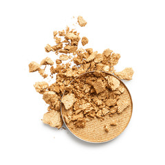Golden eye shadow isolated on white background