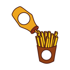 french fries with ketchup fast food fresh vector illustration