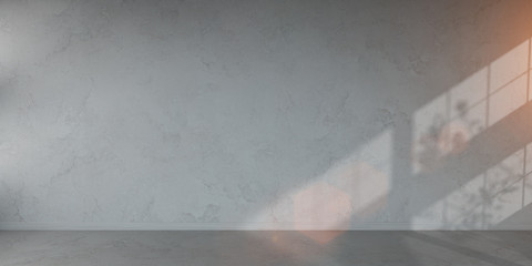 Concrete wall interior 3D rendering