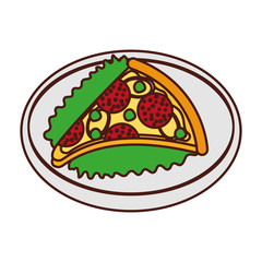 fast food pizza with cheese pepperoni tasty vector illustration