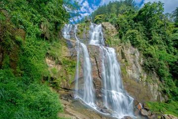Fototapeta na wymiar Ramboda waterfall. Ramboda waterfall is the 11 highest waterfall in Sri Lanka and 729 highest waterfall in the world