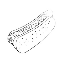 fast food hot dog sausage and mustard dinner vector illustration