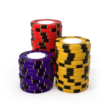 Casino chips, isolated on white background