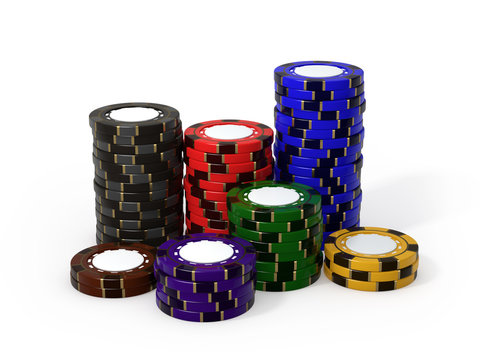 Casino chips, isolated on white background