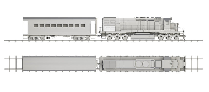 metal locomotive isolated on white