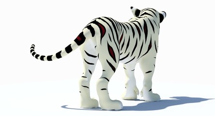 Fototapeta na wymiar Cartoon Tiger (White 3D)