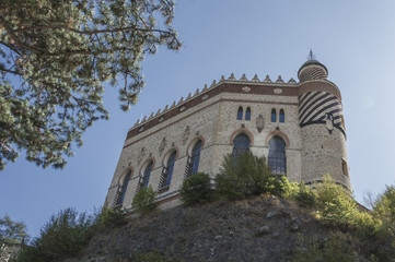 Obraz premium Rocchetta Mattei castle in Riola, Grizzana Morandi - Bologna province Emilia Romagna, Italy
