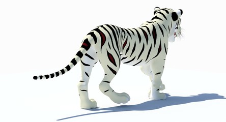 Fototapeta na wymiar Cartoon Tiger (White 3D)