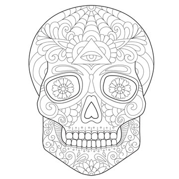 beautiful skull, coloring for adults and children
