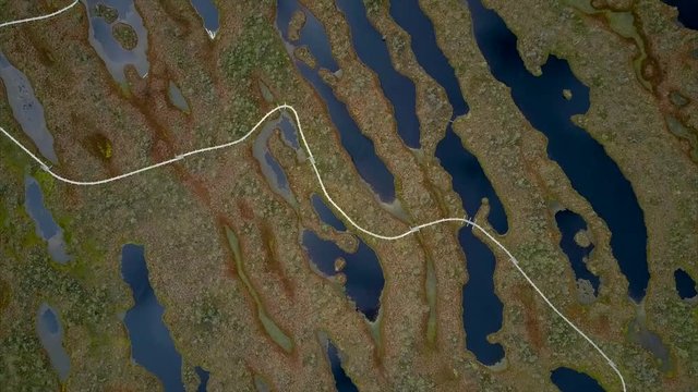 Amazing Aerial View of Kemeri National Park Peat Bog, Wooden Trail, Small Lakes, Green Forest