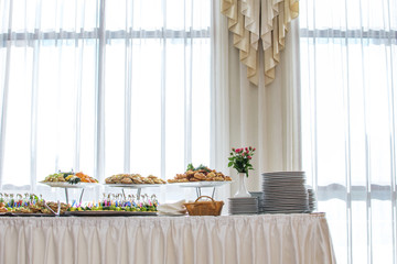 Delicacies and snacks at a buffet or Banquet. Catering. Selective focus