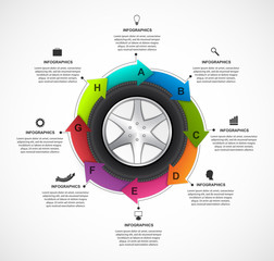 Car Wheel Infographic Design Template. Vector illustration.