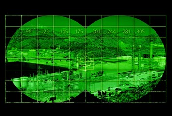 Industrial area through night vision © raimund14