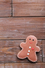 Christmas cookies on a brown wooden table