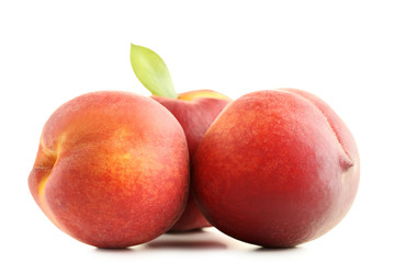 Sweet nectarines fruit isolated on white background