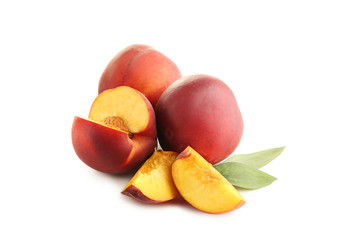 Sweet nectarines fruit isolated on white background
