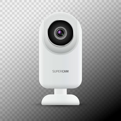 Realistic computer web camera isolated. Video camera technology digital illustration. Webcam device