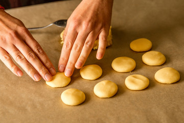 cook hands to make dough cookies