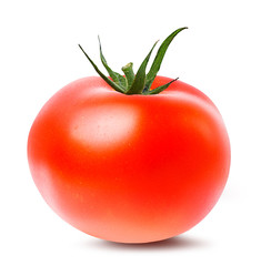 Fresh tomato  with leafs isolated on white background