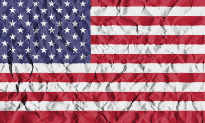 USA Crisis Concept: Crumpled Paper US Flag