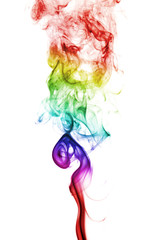 Colorful rainbow smoke isolated on white background