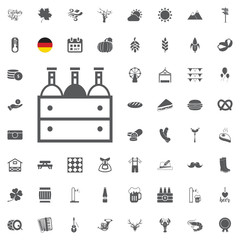 Octoberfest icon set. German food and beer symbols isolated on white background. Vector illustration.Oktoberfest beer festival flat icons design