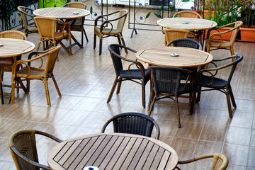 Empty cafe terrace, outdoors
