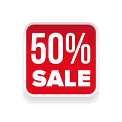 Fifty percent Sale button red