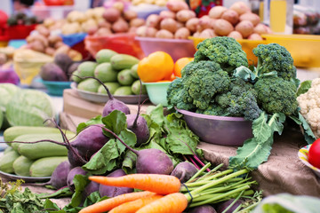 Assortment of fresh vegetables at market