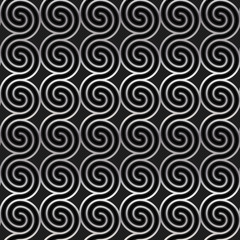 Geometric seamless pattern with silver spirals. Abstract metal texture.