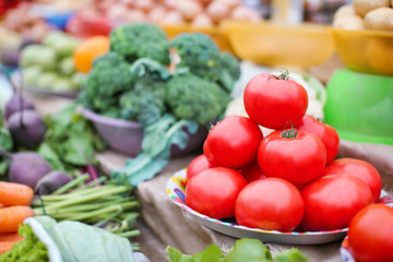 Assortment of fresh vegetables at market
