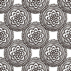 Flower mandala seamless pattern in hand drawn style