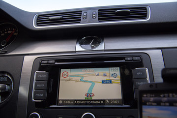 Fototapeta na wymiar the car panel navigation