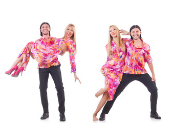 Pair dancing isolated on the white