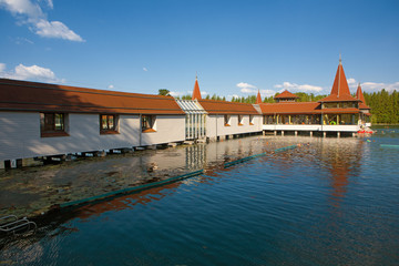 Fototapeta na wymiar The Heviz Spa in Hungary. Lake Heviz is the 2nd largest natural thermal lake in the world.