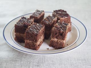 Chocolate cakes on a plate.