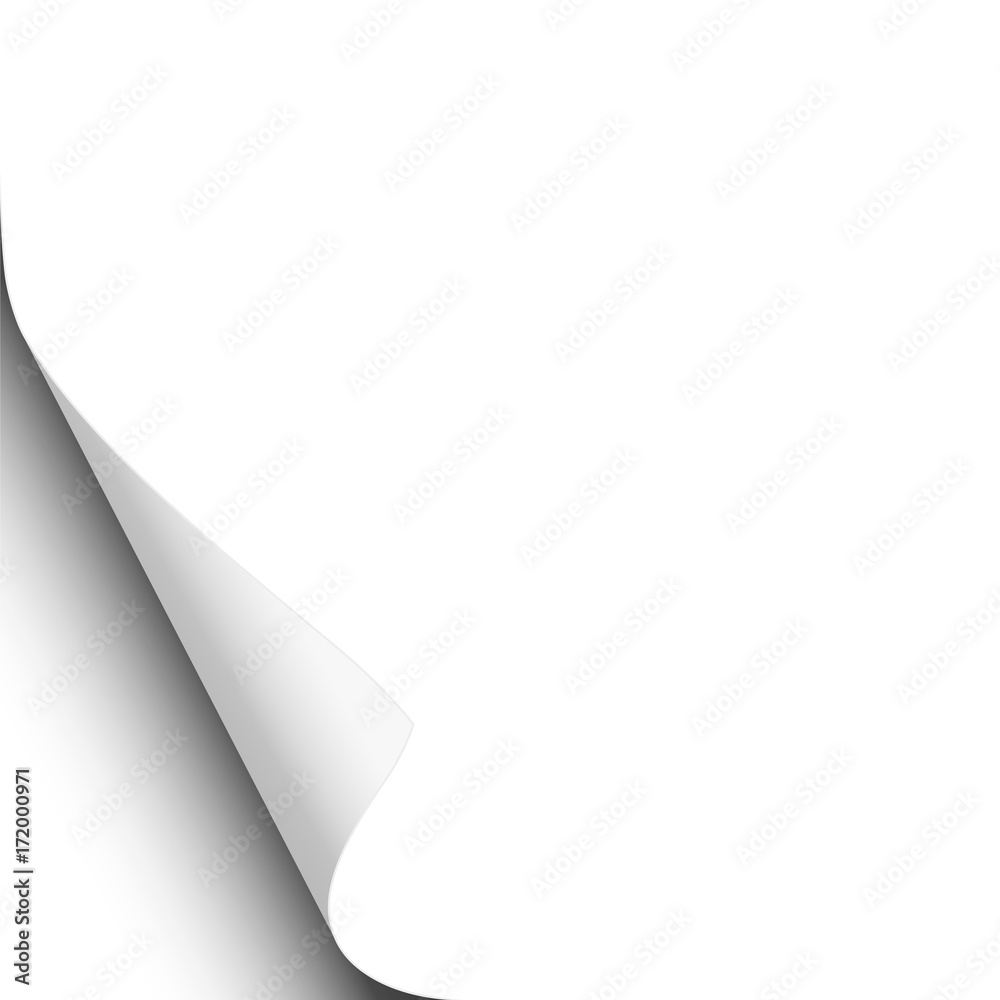 Wall mural vector page curl of left-hand corner of white sheet. element for ad. template paper design.