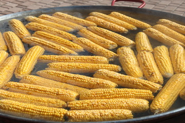 A lot of corn is boiled