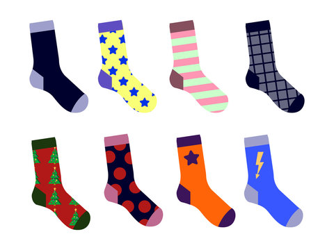 Colorful Socks Set. With picture. Flat design Vector Illustration