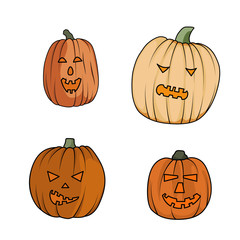 Halloween pumpkins set  icons in cartoon style