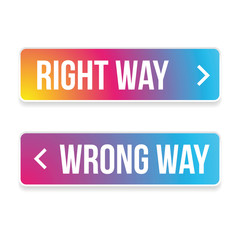 Right way wrong way button vector
