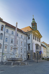 Ljubljana, capital of Slovenia, old town square and street
