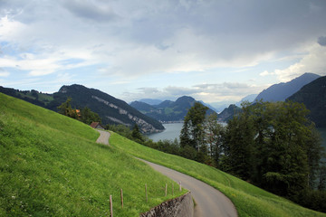 Fototapeta na wymiar Scenic landscape of Mount Pilatus base, Switzerland
