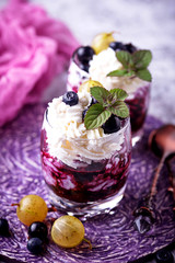 Healthy dessert with berry and cream cheese