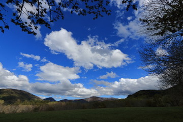 landscape and cloudy sky in Pyrennes. Occitanie in south of France