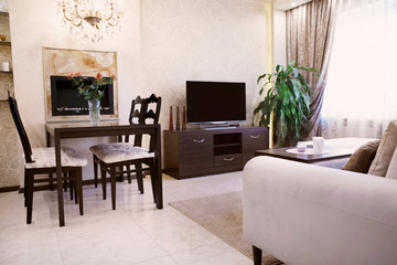 Interior of modern living room with furniture