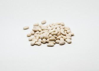 white beans on white background